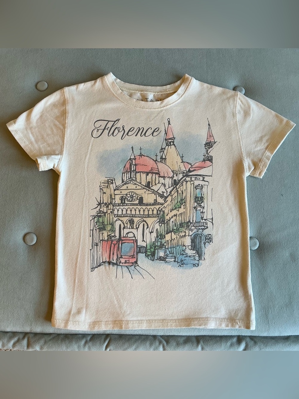 Altar'd State Ivory Graphic Cropped Baby Tee Size M